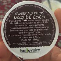 Yaourt Noix De Coco Ingredients
