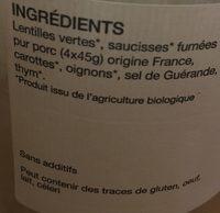Lentilles Saucisses Ingredients