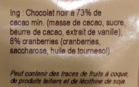 Chocolat Noir Cranberries Ingredients