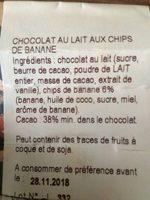 Chocolat Au Lait Aux Banane Chips Ingredients