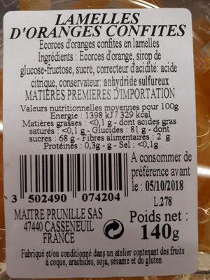 Orange Confites En Lamelles