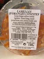 Orange Confites En Lamelles Ingredients