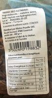 Raisins Secs Ingredients