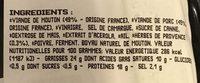 Saucisses Du Berger Ingredients
