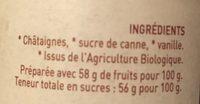 Confiture De Chataigne Et Vanille Bio VERFEUILLE Ingredients