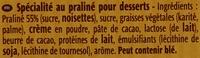 Dessert Pralinoise 55% Au Pralin Ingredients