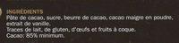 Chocolat Noir 85% Cacao Ingredients