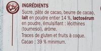 Chocolat Ptissier Au Lait Ingredients