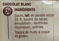 Chocolat Blanc Ptissier Ingredients