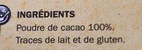 Poudre Pur Cacao Non Sucr Ingredients