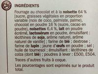 Gaufrettes Chocolat- Noissettes Ingredients