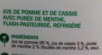 Saveur D't Pomme Cassis Et Menthe Ingredients