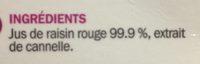 Saveur D'Hiver Raisin, Cannelle Ingredients