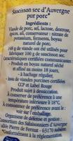 Saucisson Sec D'Auvergne Ingredients
