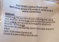 Oeufs Fourrs Gianduja Chocolat Au Lait Ingredients