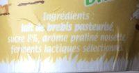 Yaourt De Brebis Pays Basques Pralin Noisette Ingredients