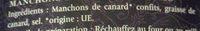 Manchon De Canard Confit Ingredients