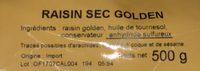 Raisin Golden B &S Sachet Ingredients