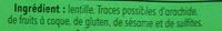 Lentilles Corail Ingredients