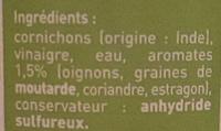 Cornichons Au Vinaigre Et Aux Aromates Ingredients
