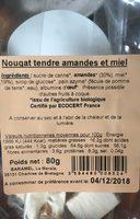 Nougat Tendre Ingredients