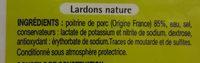 Lardons Nature (sans Couenne, Sans Cartilage) Ingredients