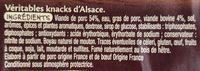 Vritables Knacks D'Alsace Ingredients