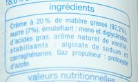 Crme Lgre  - Sucre Et Vanill Ingredients