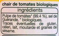 Chair De Tomates Issues De L'agriculture Biologique Ingredients
