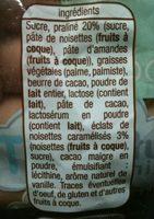 Oeufs Pralin Lait Ingredients