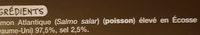 Saumon Atlantique Fum Origine Ecosse Ingredients
