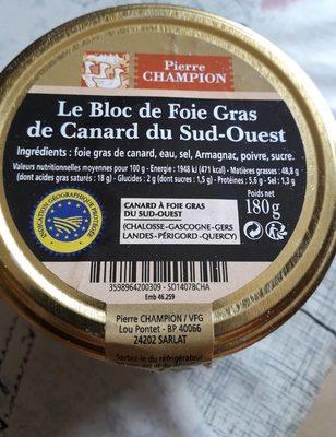 Bloc De Foie Gras De Canard Du Sud Ouest