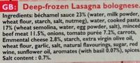 Lasagnes Bolognaise Pur Buf Ingredients