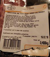 Saucisse De Toulouse Sans Colorant Ingredients