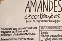 Amandes Dcortiques Issues De L'agriculture Biologique Ingredients