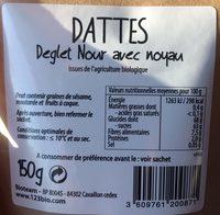 Dattes Deglet Nour Avec Noyau Ingredients