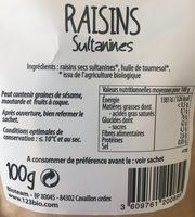 Raisins Sultamines Ingredients