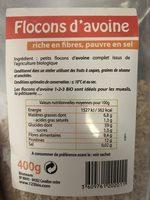 Flocons Davoine Ingredients