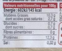 10 Ufs Frais Calibre Moyen 53-63g Nutrition Label