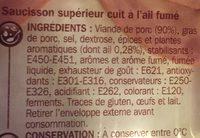 Saucisson Ail Fum Tradilge Au Porc 16tranches Ingredients
