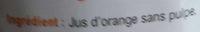 Pur Jus D'orange Sans Pulpe Ingredients