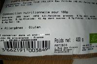 Pain Complet 400g Ingredients