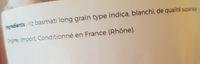 Riz Basmati Ingredients