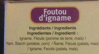 Foutou D'igname Ingredients