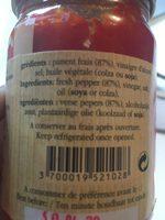 Pate Du Piment Extra-forte Ingredients