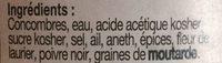 Cornichons Malassol Russ Mayanne, Ingredients