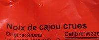 Noix De Cajou Ingredients