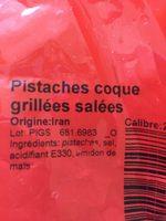 Pistaches Ingredients