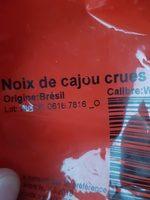 Noix De Cajou Ingredients