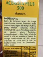 Laboratoire Phyto-actif Acrola Plus 500 Ingredients